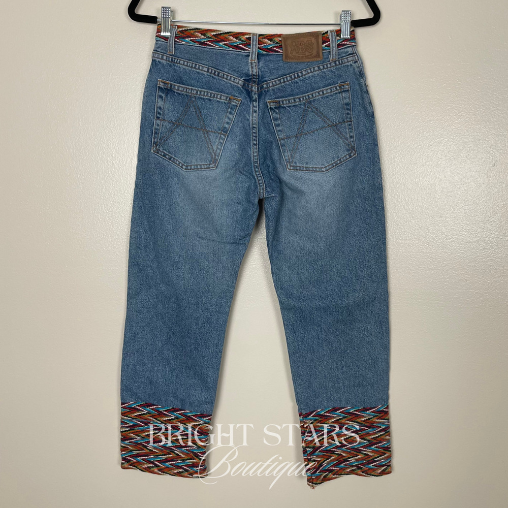 Rare Multicolor Trim Cropped Jeans ASO Buffy Summers BtVS High Rise Vintage - Picture 4 of 7